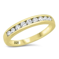 CHOOSE YOUR COLOR White CZ Yellow Gold-Tone Ring .925 Sterling Silver Band Female Size 10
