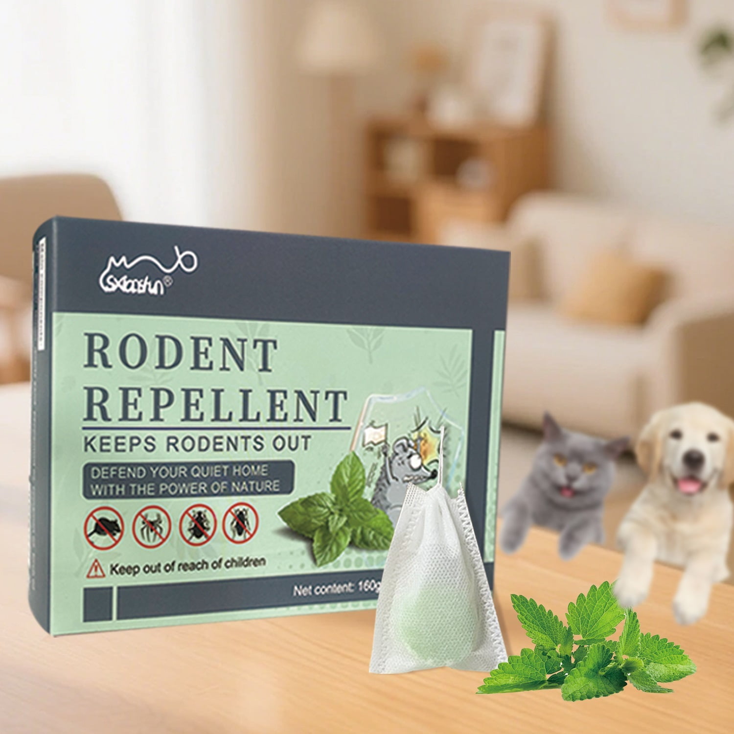 Vamose-Natural Peppermint Oil Formula,Rodent Repellent Plant-Based Pouches for Indoor Mice Control - Child/Pet Safe,Long-Lasting Rodent Repellent Pouches