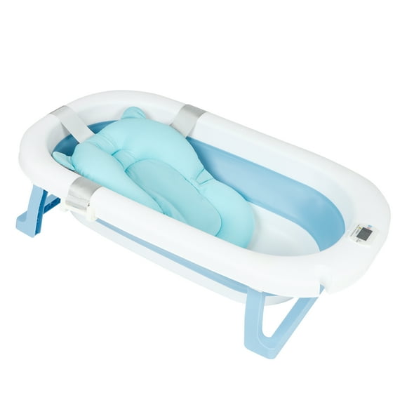 KIDDOS, Tina Bañera De Baño Plegable Portátil Para Bebés Termómetro Color Azul