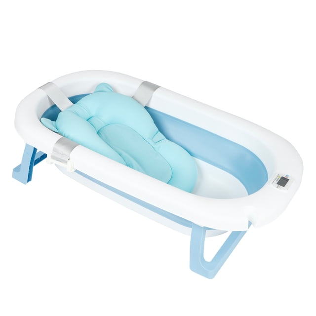 KIDDOS, Tina Bañera De Baño Plegable Portátil Para Bebés Termómetro Color Azul