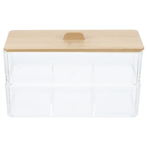 PAMINGONO Containers With Lids For Storage Cosmetics Storage Box Transparent Acrylic Bamboo 1 Set