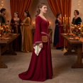 thumbnail image 4 of Victorian Dress, Renaissance Dress Women, Womens Renaissance Costume, Medieval Dress for Women Steampunk Witch Dress Cosplay Halloween Princess Costume Gothic Retro Flare Sleeve Ball Gown, Red XXL, 4 of 6