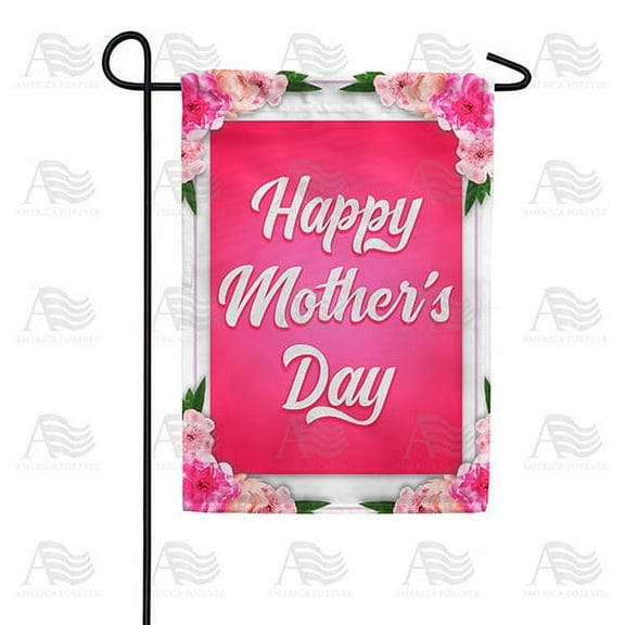 America Forever Happy Mother's Day Floral Garden Flag 12.5 x 18 inches Pink Flowers Blossom Double Sided Holiday Seasonal Yard Outdoor Decorative I Love You Mom Flag