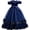 a-721Navy174, variant on VNKIDY Girls Kids Off The Shoulder Ruffle Trim Long Ball Gown Dress With Sequin Embellished Tulle Skirt For Birthday Party Wedding Flower Girl Pageant Occasions Versatile Dress