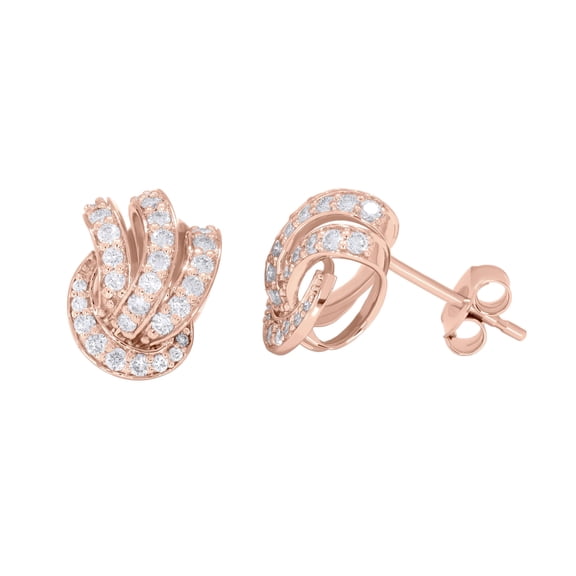 KEEVA JEWELS 18K Rose Gold Plated Silver 0.65 Carat Round Shape Moissanite Designer Earring for Women