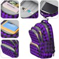 thumbnail image 4 of Purple and Black Checkered Pattern Backpack for School, Cute School Bag with Adjustable Shoulder Straps and Padded Back, 16.9"x12.6"x5.9", 4 of 5