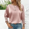 thumbnail image 3 of ZZwxWA 3/4 Length Sleeve Tunic Tops for Womens Summer 2025 Trendy Crew Neck Smocked Cuff Work Dressy Casual T Shirt Blouses, 3 of 5