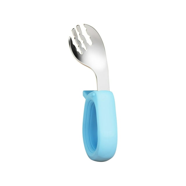Fork Spoon Set 316 Stainless Steel Short Handle Elbow Design for Children Learning Self-Feeding Complementary Food Utensils