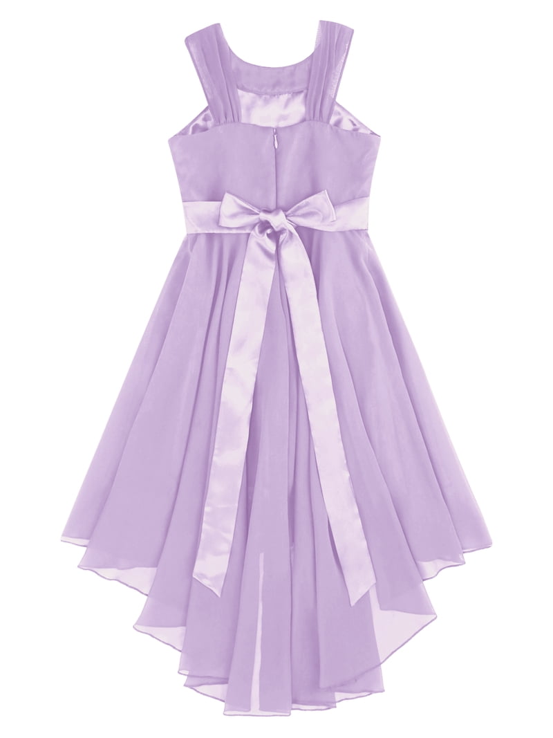 Chictry Girls Chiffon Floral Lace Party Dress Sleeveless Wedding Bridesmaid Dress,Sizes 6-16 Lavender 8