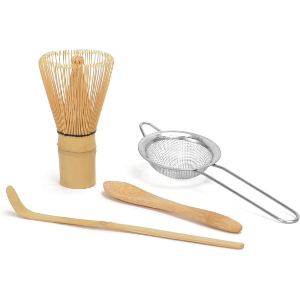 Juego de 4 piezas de Matcha con juego de inicio tradicional, juego de batidor de matcha para amantes del té, accesorios de kit de matcha para batidor, cuchara de té tradicional, cuchara de matcha,