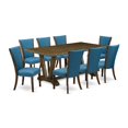 thumbnail image 6 of East West Furniture V777VE721-9 9Pc Dining Room Table Set Consists of a Dinette Table and 8 Parsons Chairs with Blue Color Linen Fabric, Distressed Jacobean Finish, 6 of 10