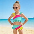 thumbnail image 2 of CAICJ98 Toddler Girl Swimsuit Summer 2 Piece Little Girls Bathing Suit Beach Girls' Color Block Bikini Swimwear (4-5 Years,Green), 2 of 7