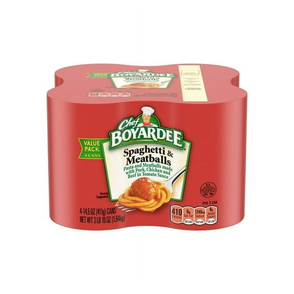 Pack of 2 Chef Boyardee Spaghetti and Meatballs, Microwave Pasta, 4 Pack, 14.5 oz