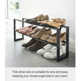 thumbnail image 4 of Yamazaki Home Expandable Shoe Rack - Two Sizes, Black, Steel, Double, Holds 6 to 12 shoes, Expandable, 4 of 7