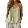 thumbnail image 2 of Cotton Linen Tops for Women Comfort Tank Top Sleeveless Camisole Solid Color Summer Vest Lightweight Casual Layering Tank Basic Top Loose fit Summer Blouses for Women Beach Top Green M, 2 of 4