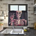 thumbnail image 6 of Funny Skull Half Window Tier Curtains 36 Inch Blackout Thermal Insulating Kitchen Linen Tier Curtains for Kitchen, Bathroom, Cafe Home Decor, 6 of 7