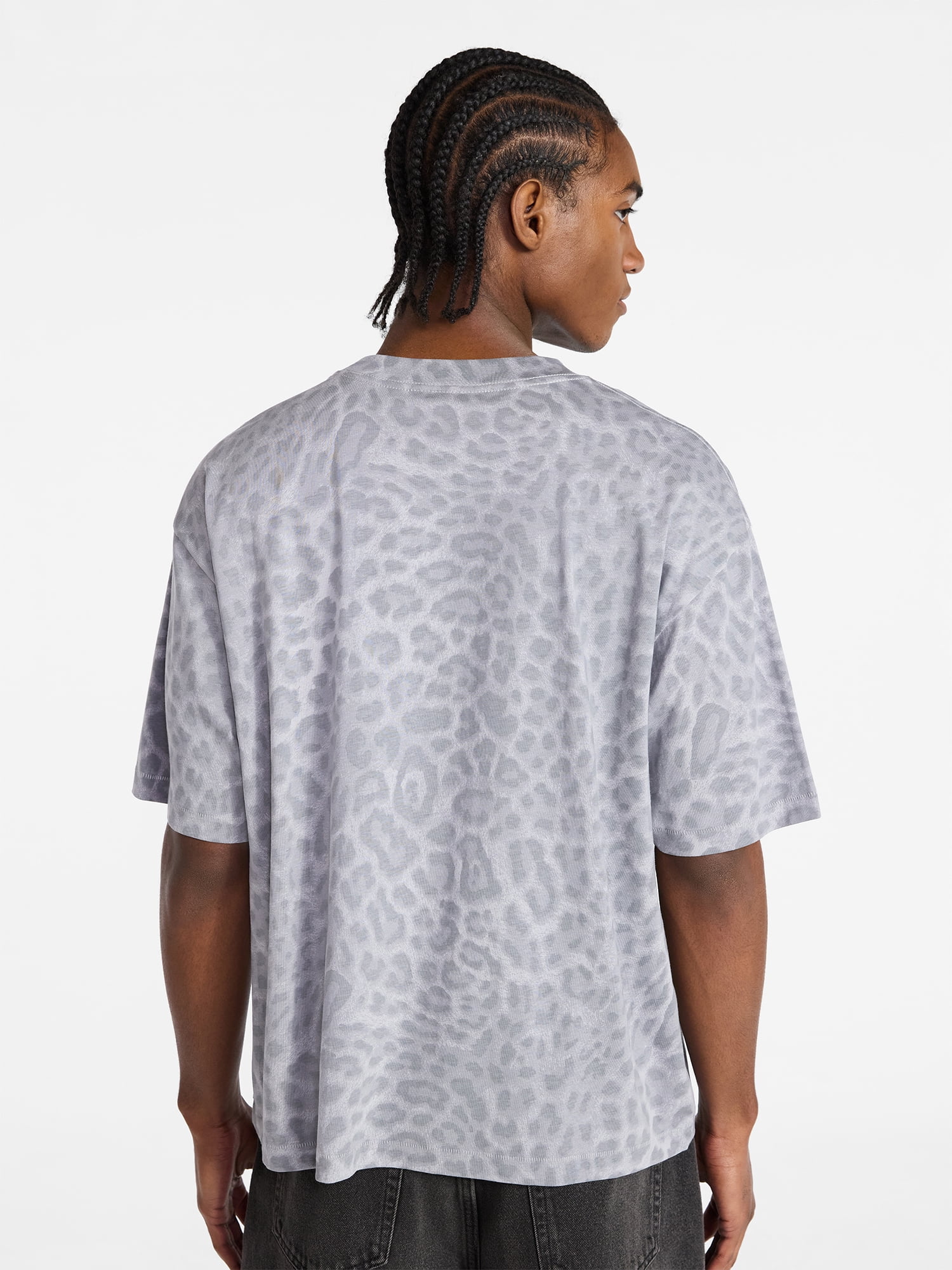 No Boundaries Cotton Oversized Cropped Tee with Short Sleeves, Men's and Big Men's XS-5XL