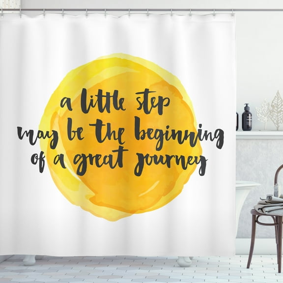 Ambesonne Saying Shower Curtain, Positive Saying Design, 69"Wx70"L, Charcoal Grey Yellow
