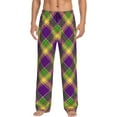 thumbnail image 2 of Picia Mardi Gras Plaid Mens Soft Woven Cotton Elastic Waistband Sleep Pajama Pant Lounge Sleep Pant With Pockets And Drawstring-XX-Large, 2 of 9