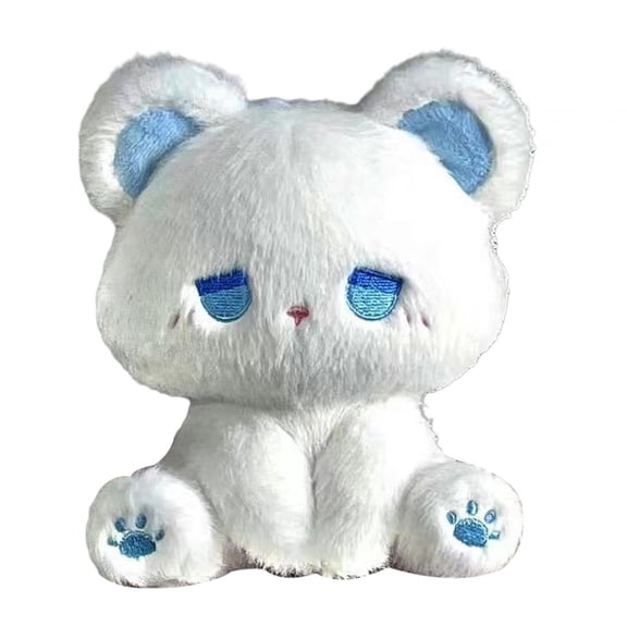 Lazsy Cute Sitting Stuffed Animal, Cartoon Home Decoration, Collectible Animal Stuffed White andblue