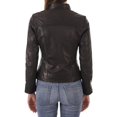 thumbnail image 3 of Womens Genuine Lambskin Leather Jacket Motorcycle Biker Leather Brown Jacket W155, 3 of 4