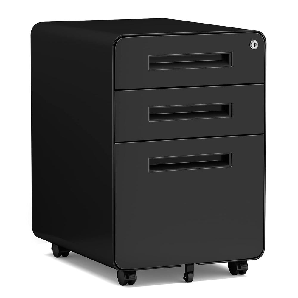 Mobile File 3 Drawer Metal Storage Filing with Lock and