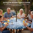 thumbnail image 2 of Round Outdoor Tablecloth with Umbrella Hole and Zipper, Shabby Navy Blue Fitted Table Cover with Elastic Edge for 45-54 Inch, Oil Painting Vintage Art Blue White Waterproof Patio Tablecoths, 2 of 9
