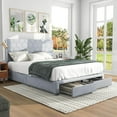 thumbnail image 6 of Furniture of America Harper Fabric Queen Bed with 2-Drawer in Light Gray, 6 of 15
