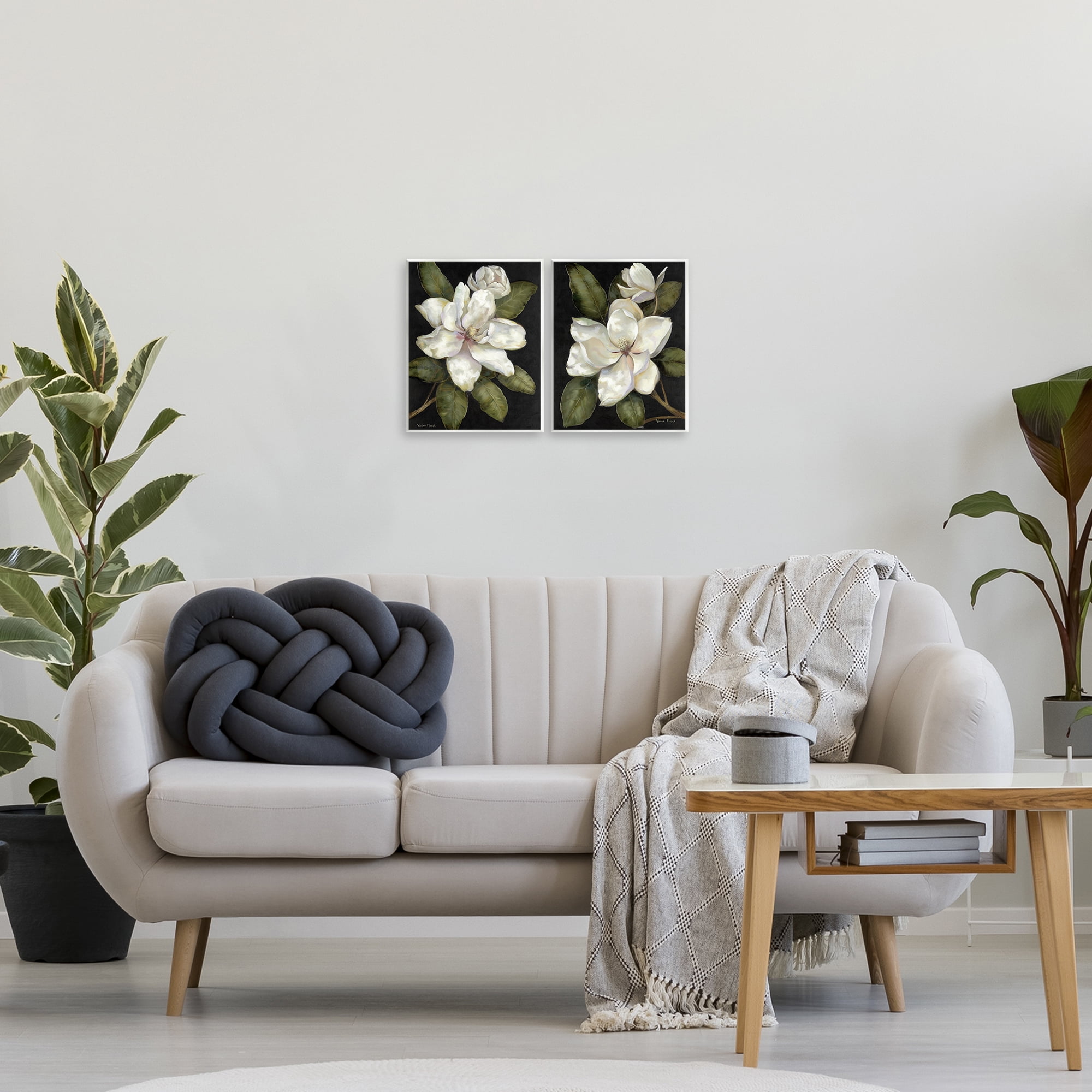 Stupell Industries Magnolia Buds & Blooms 2 Piece Wall Plaque Art Set, design by Nan
