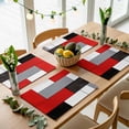 thumbnail image 5 of Red Black Grey Placemats for Dinning Table Set of 6, Modern Irregular Geometric Abstract Burlap Kitchen Place Mats Waterproof Cloth Table Mats, Indoor Outdoor Placemats Easy Clean Dinner Decor, 5 of 8