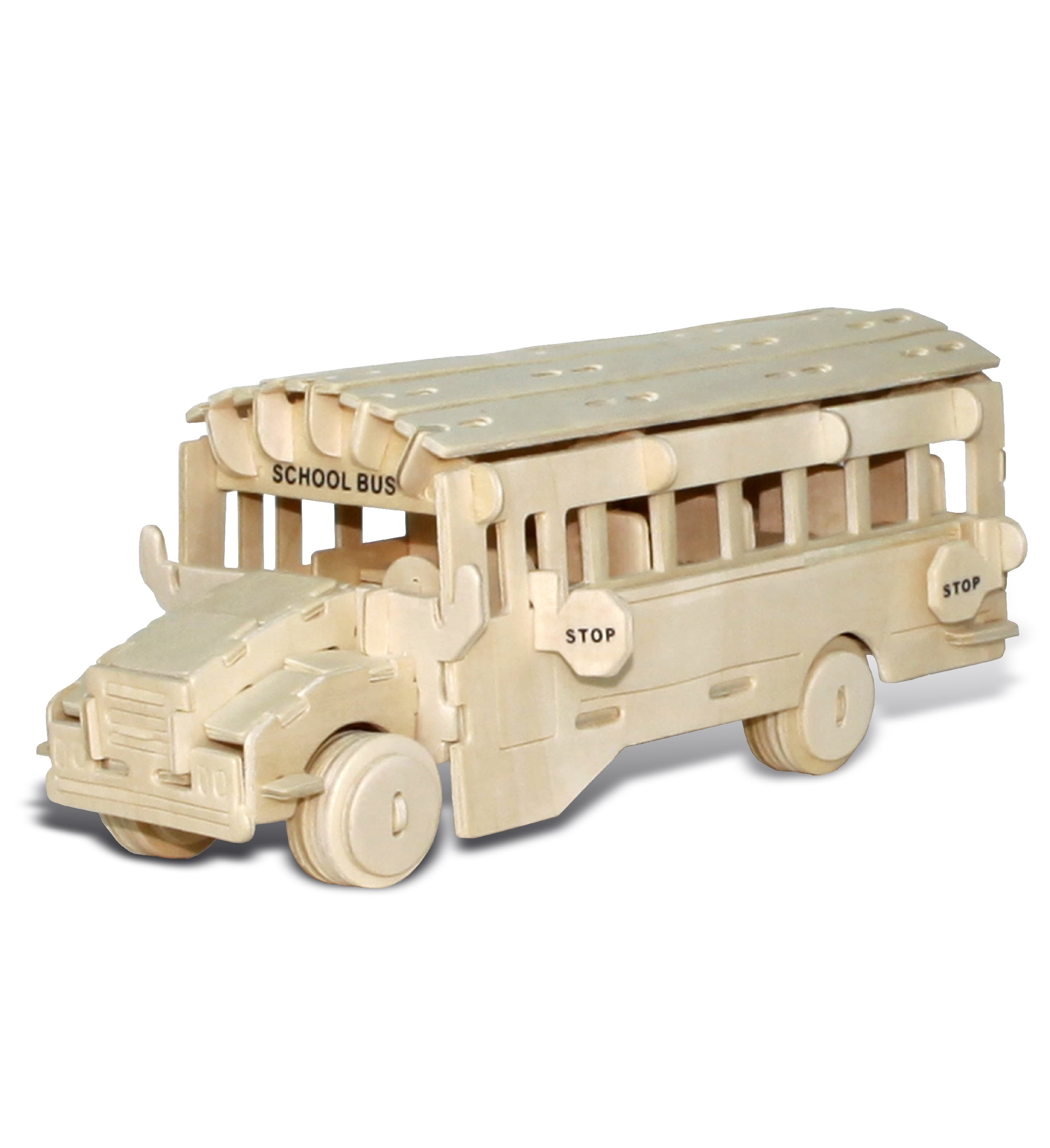 Eliiti Wooden School Bus 3D Puzzle Vehicle Toy for Boys Kids 3 to 6 Years Old 