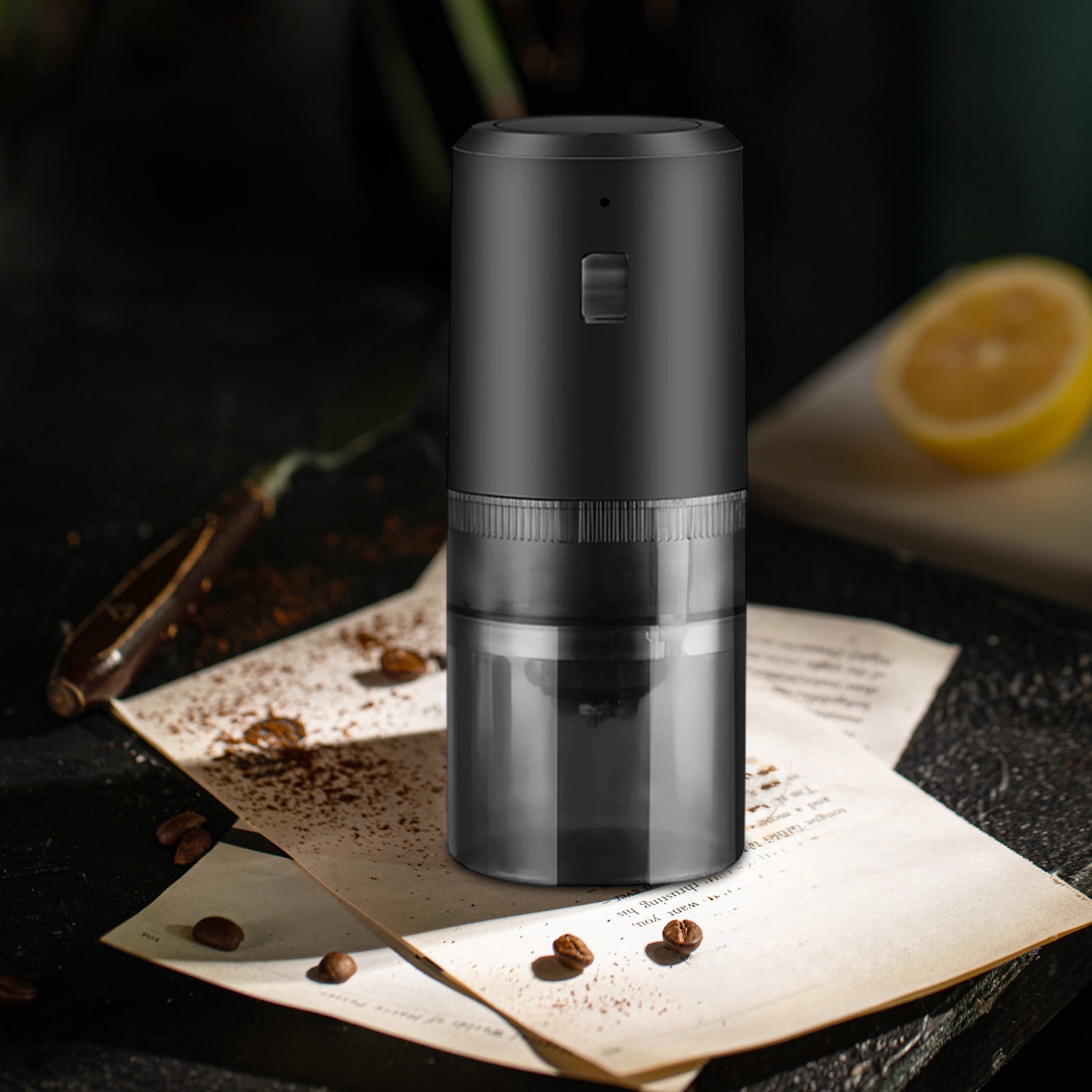 Tunhigl Rechargeable Coffee Grinder - Adjustable Grind Settings Spice Grinder from Coarse to Fine - Portable & Quiet Electric Mill with Ceramic Core - Perfect for Espresso, French Press & Travel Black