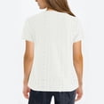 thumbnail image 4 of Puntoco Blusa informal de moda para mujer, con cuello en V, manga corta, color liso, ahuecada y botones, 4 of 8