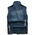 thumbnail image 4 of Baberdicy Puffer Vest Same Style for Men and Womendenim Vest Men Lapel Sleeveless Slim Fit Retro Ripped Casual JeanVest for Women ( Blue 4Xl ), 4 of 9