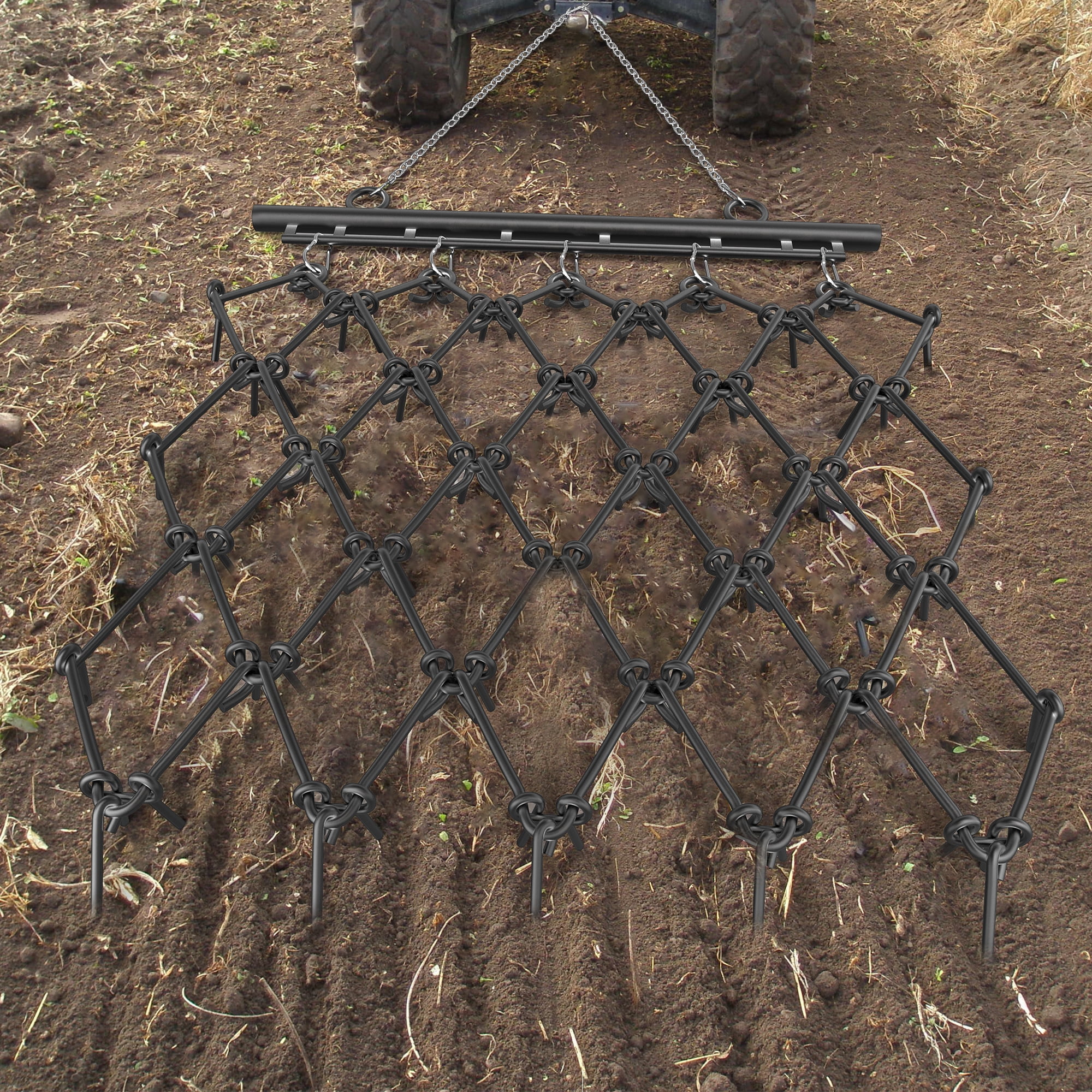 Uforic Chain Drag Harrow, 5'W x 4.5'L with 1/2'' Tines, ATV & UTV Lawn Tractor Ground Prep Attachment