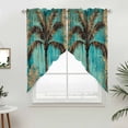 thumbnail image 5 of Boho Coastal Beach Kitchen Window Curtains, Swag Curtains Valance for Bedroom Living Room Bathroom, Summer Ocean Tropical Tree Flower Rod Pocket Window Treatment Curtain Block Drapes 2 Panels 28"x36", 5 of 9