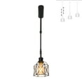 thumbnail image 1 of FSLiving Adjustable Height Track Pendnat Light H-Type Industrial Retractable Track Spotlight with Telescoping Rod Gimbaled Lamp-Post Halo Track Instant On Hollow Out Black Square Lamp, 1 Light, 1 of 7