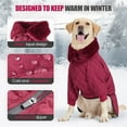 thumbnail image 4 of Winter Pet Dog Coat Fur Collar Warm Big Dog Snow Down Waterproof Jacket Cold Weather Clothes for Large Dogs Labrador Retriever (Wine red,M), 4 of 7