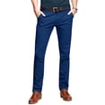 thumbnail image 1 of Pantalones Casual Ajustados y Cónicos de Frente Plano para Hombre Color Zafiro, 1 of 6