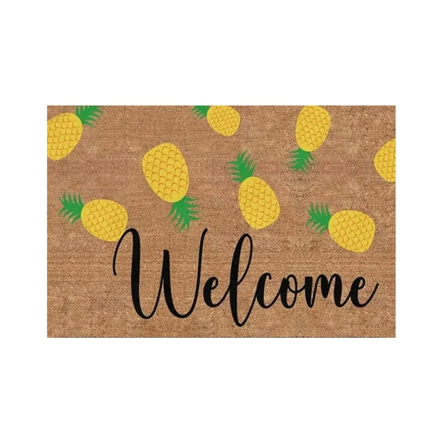 Giyblacko Tapis de Porte le Plus Récent Tapis de Porte Imprimé Ananas Lettre Tapis de Porte pour Entrée Porte d'Entrée Tapis de Porche Extérieur avec Tapis de Sol en Polyester Antidérapant