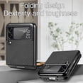 thumbnail image 6 of Galaxy Z Flip 3 5G Case,  Carbon Fiber Designed Shockproof Full-Body Protective Cover Phone Case for Galaxy Z Flip 3 5G 2021, Anti-Scratch Protector, Supports Wireless Charging, Black, 6 of 7