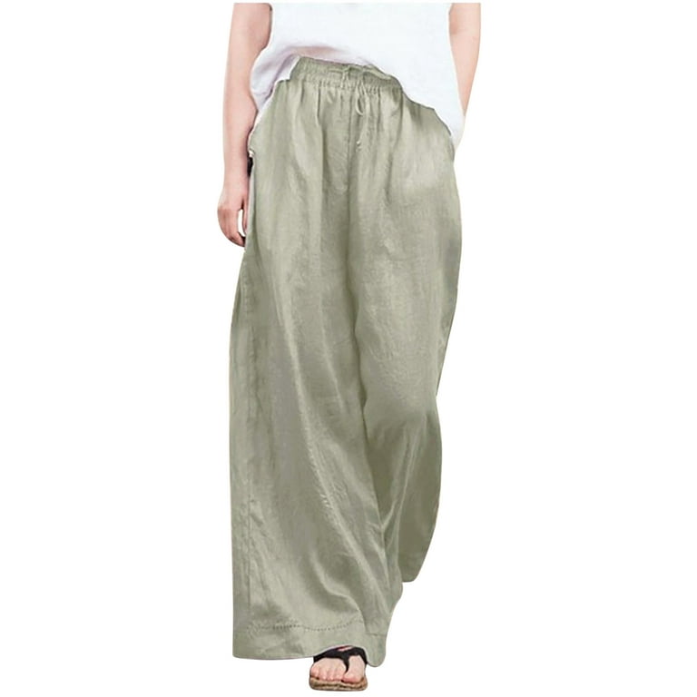 Bigersell Women Skinny Pants High Waist Full Length Pants Fashion Women  Loose Wide-leg Pants Fashionable Cotton And Linen Trousers Curvy Pants for  Ladies 