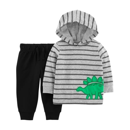 Child of Mine by Carters Baby Boy Long Sleeve Hooded Shirt and Pant Set, 2 pc set