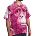 thumbnail image 2 of Pink Monkey Gorilla Men's Short Sleeve Casual Printed Button Down Beach Shirt Summer Unisex Top, 2 of 6