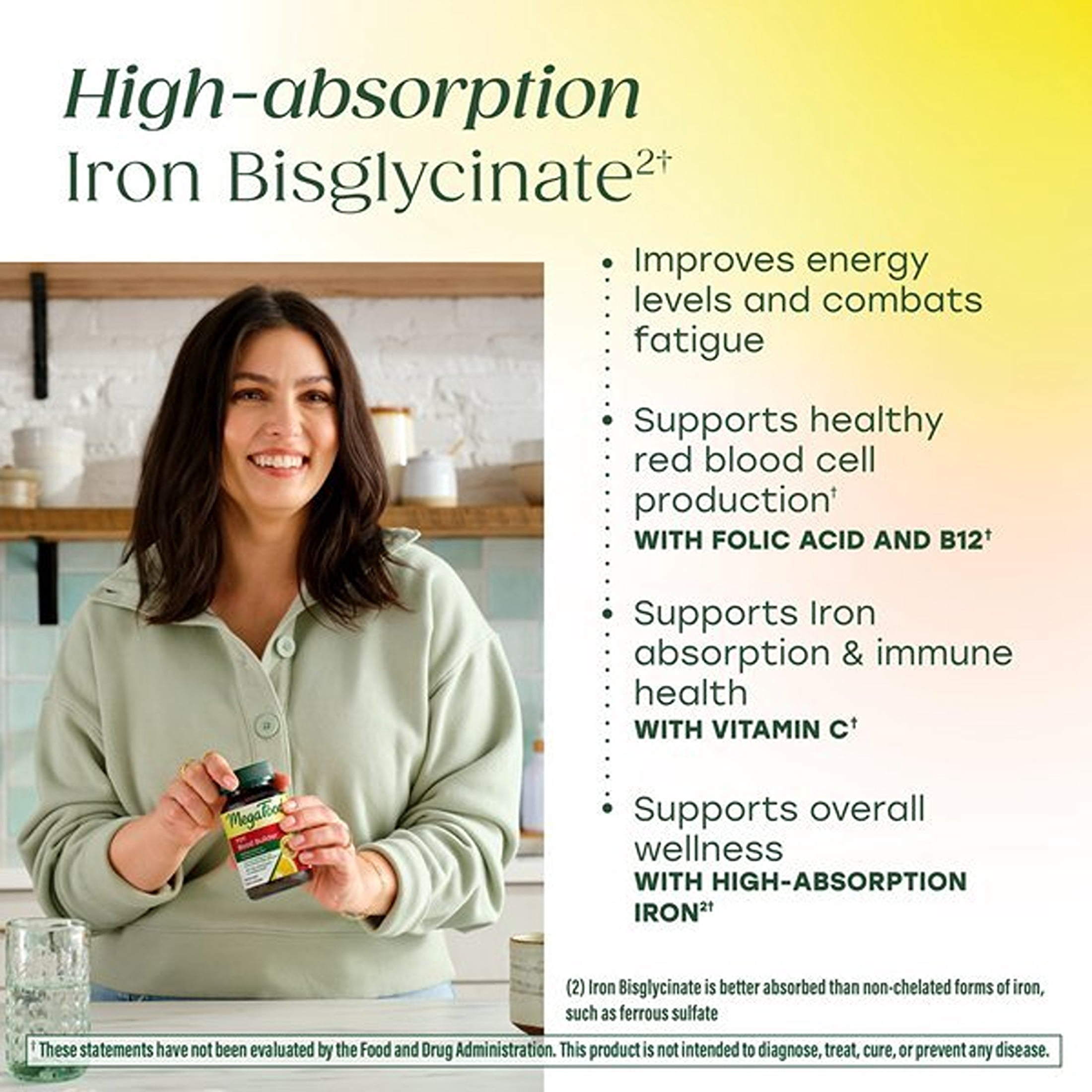 MegaFood Blood Builder Iron Supplement for Women - Vitamin C & B12 - Vegan - 180 Servings