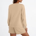 thumbnail image 5 of Track Suits for Women Set Long Sleeve Crewneck Sweatshirt and Shorts 2 Piece Matching Set Spring Fall Sweat Shorts Sets, 5 of 7