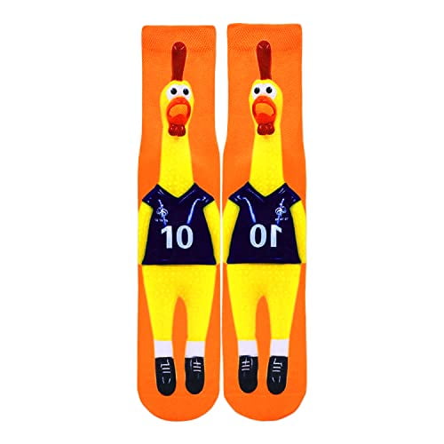 Benefeet Sox Funny Chicken Socks for Men Crazy Socks for Boys Teens Silly Socks for Kids Cool 3D Print Socks Novelty Crew Tube Socks Fun Patterned Casual Dress Socks Cotton Graphic Socks for Adults