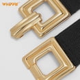 thumbnail image 2 of Women Wide Elastic Waist Belt Fashion Hollow Out Square Gold Buckle Stretchy Belt Waistband for Ladies, 2 of 5
