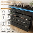 thumbnail image 3 of NEGYLIM 6 Drawer Black Dresser, High Gloss Dresser with LED Light for Bedroom, Living Room, Hallway, Easy Assembly, 3 of 11