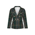 thumbnail image 6 of Women Skinny Suit V-Neck Lapel Double-Breasted Plaid Coat Winter Trench Blazers Jacket,, 6 of 11